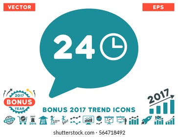 Soft Blue Message Hours pictograph with bonus 2017 year trend pictures. Vector illustration style is flat iconic bicolor symbols, white background.