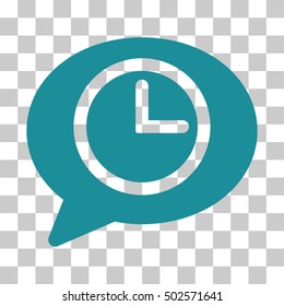 Soft Blue Message Time interface toolbar pictogram. Vector pictograph style is a flat symbol on chess transparent background.
