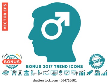 Soft Blue Mind Potency pictogram with bonus 2017 trend pictures. Vector illustration style is flat iconic bicolor symbols, white background.
