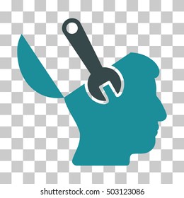 Soft Blue Mind Wrench Surgery interface icon. Vector pictograph style is a flat bicolor symbol on chess transparent background.
