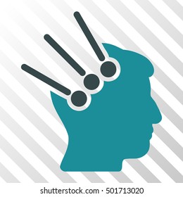 Soft Blue Neural Interface Connectors toolbar pictogram. Vector pictogram style is a flat bicolor symbol on diagonal hatch transparent background.