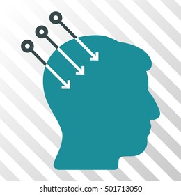 Soft Blue Neural Interface Connectors interface toolbar pictogram. Vector pictogram style is a flat bicolor symbol on diagonal hatch transparent background.