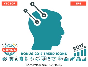 Soft Blue Neural Interface Connectors pictograph with bonus 2017 trend design elements. Vector illustration style is flat iconic bicolor symbols, white background.