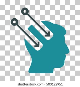 Soft Blue Neural Interface toolbar icon. Vector pictograph style is a flat bicolor symbol on chess transparent background.