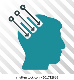 Soft Blue Neuro Interface interface icon. Vector pictogram style is a flat bicolor symbol on diagonal hatch transparent background.
