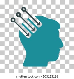 Soft Blue Neuro Interface interface toolbar pictogram. Vector pictograph style is a flat bicolor symbol on chess transparent background.