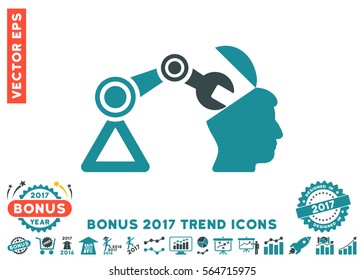 Soft Blue Open Head Surgery Manipulator pictograph with bonus 2017 trend pictograph collection. Vector illustration style is flat iconic bicolor symbols, white background.