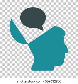 Soft Blue Open Mind Opinion interface icon. Vector pictogram style is a flat bicolor symbol on chess transparent background.