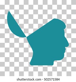 Soft Blue Open Mind toolbar icon. Vector pictogram style is a flat symbol on chess transparent background.