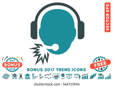 Soft Blue Operator Message pictogram with bonus 2017 trend clip art. Vector illustration style is flat iconic bicolor symbols, white background.