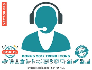 Soft Blue Operator pictograph with bonus 2017 trend elements. Vector illustration style is flat iconic bicolor symbols, white background.