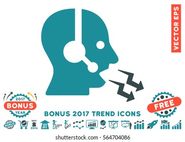 Soft Blue Operator Shout pictograph with bonus 2017 trend images. Vector illustration style is flat iconic bicolor symbols, white background.