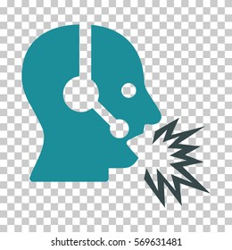 Soft Blue Operator Shout toolbar icon. Vector pictograph style is a flat bicolor symbol on chess transparent background.