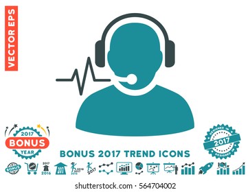 Soft Blue Operator Signal pictogram with bonus 2017 year trend images. Vector illustration style is flat iconic bicolor symbols, white background.
