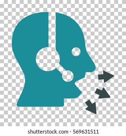 Soft Blue Operator Speak interface toolbar pictogram. Vector pictogram style is a flat bicolor symbol on chess transparent background.