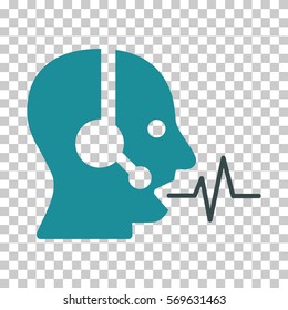 Soft Blue Operator Speech toolbar pictogram. Vector pictograph style is a flat bicolor symbol on chess transparent background.
