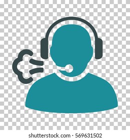 Soft Blue Operator Speech toolbar icon. Vector pictogram style is a flat bicolor symbol on chess transparent background.
