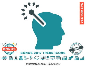 Soft Blue Optical Neural Interface icon with bonus 2017 year trend clip art. Vector illustration style is flat iconic bicolor symbols, white background.