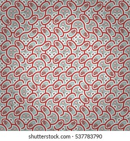 Soft blue ornamental seamless pattern in organic tracery style.