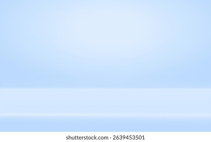 Soft blue pastel gradient studio background - empty limbo space with smooth light transition. Clean minimal bg for photography, product shots or digital presentations. Professional backdrop.