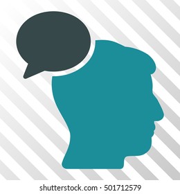 Soft Blue Person Idea interface toolbar icon. Vector pictogram style is a flat bicolor symbol on diagonal hatch transparent background.
