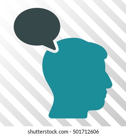 Soft Blue Person Opinion interface toolbar icon. Vector pictograph style is a flat bicolor symbol on diagonal hatch transparent background.