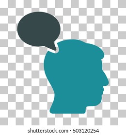 Soft Blue Person Opinion interface pictogram. Vector pictograph style is a flat bicolor symbol on chess transparent background.