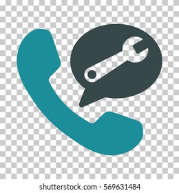 Soft Blue Phone Service Message interface pictogram. Vector pictograph style is a flat bicolor symbol on chess transparent background.