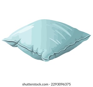 Diseño suave de almohada azul para dormir cómodo sobre blanco