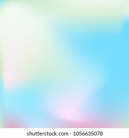 Soft blue and pink gradient. Blurred abstract background. Multicolor pastel blurry blend. Holographic illustration. Smooth blue, pink, violet texture. Beautiful natural light. Holographic rainbow.