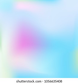 Soft blue and pink gradient. Blurred abstract background. Multicolor pastel blurry blend. Holographic illustration. Smooth blue, pink, violet texture. Beautiful natural light. Holographic rainbow.