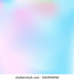 Soft blue and pink gradient. Blurred abstract background. Multicolor pastel blurry blend. Holographic illustration. Smooth blue, pink, violet texture. Beautiful natural light. Holographic rainbow.