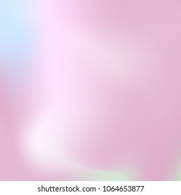 Soft blue and pink gradient. Blurred abstract background. Multicolor pastel blurry blend. Holographic illustration. Smooth blue, pink, violet texture. Beautiful natural light. Holographic rainbow.
