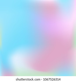 Soft blue and pink gradient. Blurred abstract background. Multicolor pastel blurry blend. Holographic illustration. Smooth blue, pink, violet texture. Beautiful natural light. Holographic rainbow.