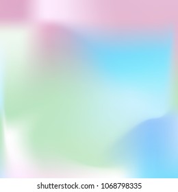 Soft blue and pink gradient. Blurred abstract background. Multicolor pastel blurry blend. Holographic illustration. Smooth blue, pink, violet texture. Beautiful natural light. Holographic rainbow.