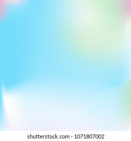 Soft blue and pink gradient. Blurred abstract background. Multicolor pastel blurry blend. Holographic illustration. Smooth blue, pink, violet texture. Beautiful natural light. Holographic rainbow.