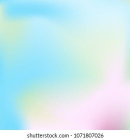 Soft blue and pink gradient. Blurred abstract background. Multicolor pastel blurry blend. Holographic illustration. Smooth blue, pink, violet texture. Beautiful natural light. Holographic rainbow.