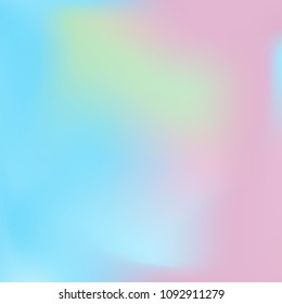 Soft blue and pink gradient. Blurred abstract background. Multicolor pastel blurry blend. Holographic illustration. Smooth blue, pink, violet texture. Beautiful natural light. Holographic rainbow.