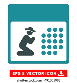 Soft Blue Pray Calendar EPS vector icon. Illustration style is flat iconic bicolor symbol on a white background.