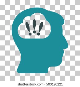 Soft Blue Problem Brainstorm interface pictogram. Vector pictograph style is a flat bicolor symbol on chess transparent background.