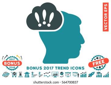 Soft Blue Problem Brainstorm pictogram with bonus 2017 year trend design elements. Vector illustration style is flat iconic bicolor symbols, white background.