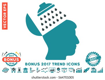 Soft Blue Propaganda Brain Shower pictograph with bonus 2017 trend pictures. Vector illustration style is flat iconic bicolor symbols, white background.