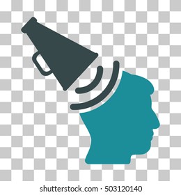 Soft Blue Propaganda Megaphone interface toolbar pictogram. Vector pictogram style is a flat bicolor symbol on chess transparent background.