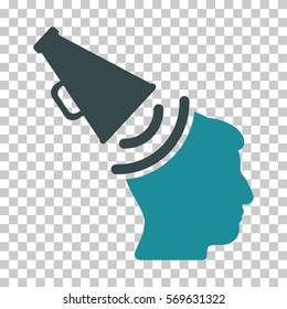 Soft Blue Propaganda Megaphone toolbar pictogram. Vector pictograph style is a flat bicolor symbol on chess transparent background.