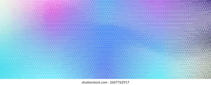 Soft blue, purple, and cool cyan pixel pattern background with abstract texture. Bitmap art design resembling an aura, perfect for a computer game setting with a calm, gentle gradient.
