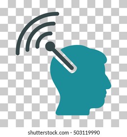 Soft Blue Radio Neural Interface toolbar icon. Vector pictogram style is a flat bicolor symbol on chess transparent background.