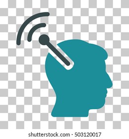 Soft Blue Radio Neural Interface interface toolbar icon. Vector pictogram style is a flat bicolor symbol on chess transparent background.