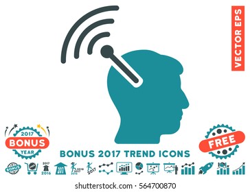 Soft Blue Radio Neural Interface pictograph with bonus 2017 year trend pictures. Vector illustration style is flat iconic bicolor symbols, white background.