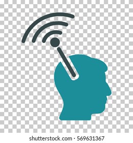 Soft Blue Radio Neural Interface toolbar icon. Vector pictograph style is a flat bicolor symbol on chess transparent background.