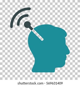 Soft Blue Radio Neural Interface toolbar pictogram. Vector pictogram style is a flat bicolor symbol on chess transparent background.